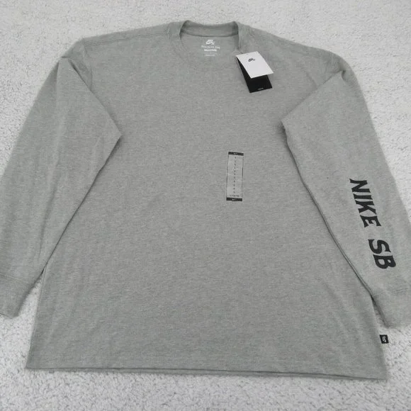 Nike SB Skate Long Sleeve Shirt Mens Size Large Grey Heather NEW - Picture 2 of 8